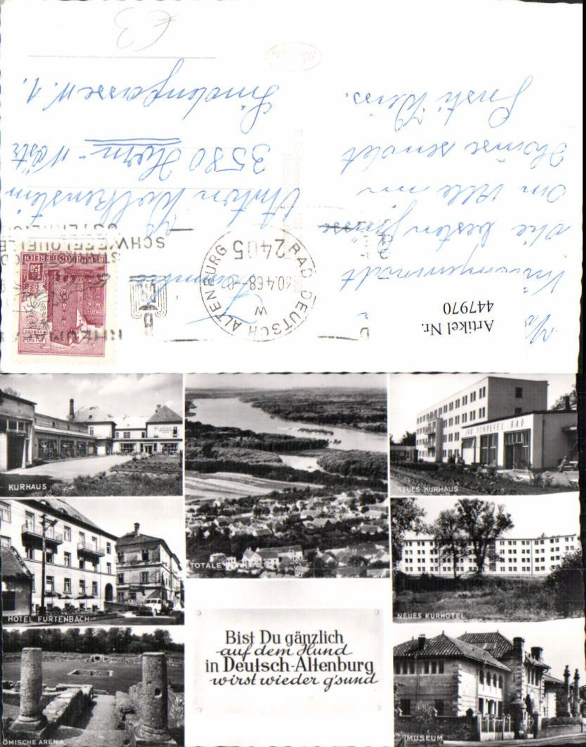 447970,Deutsch-Altenburg Totale Kurhaus Kurhotel Museum Mehrbildkarte