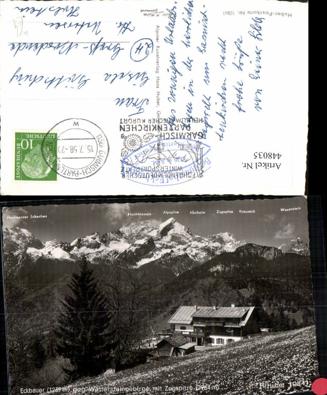448035,Eckbauer b. Garmisch-Partenkirchen geg. Wetterstein Bergkulisse