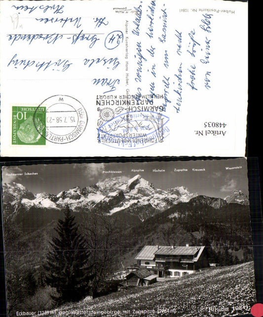 448035,Eckbauer b. Garmisch-Partenkirchen geg. Wetterstein Bergkulisse