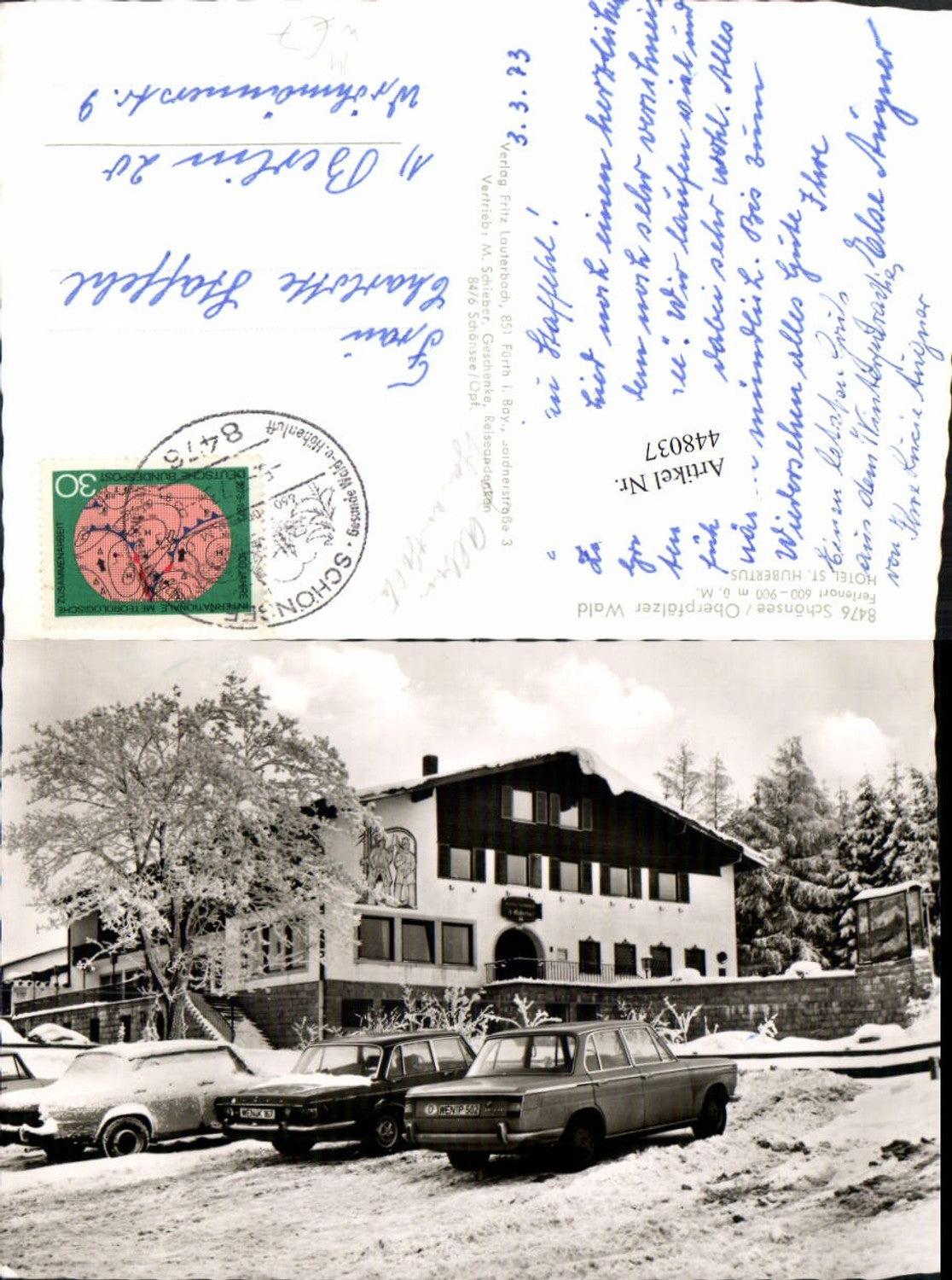 448037, Schönsee Hotel St. Hubertus Winter picture Vintage car