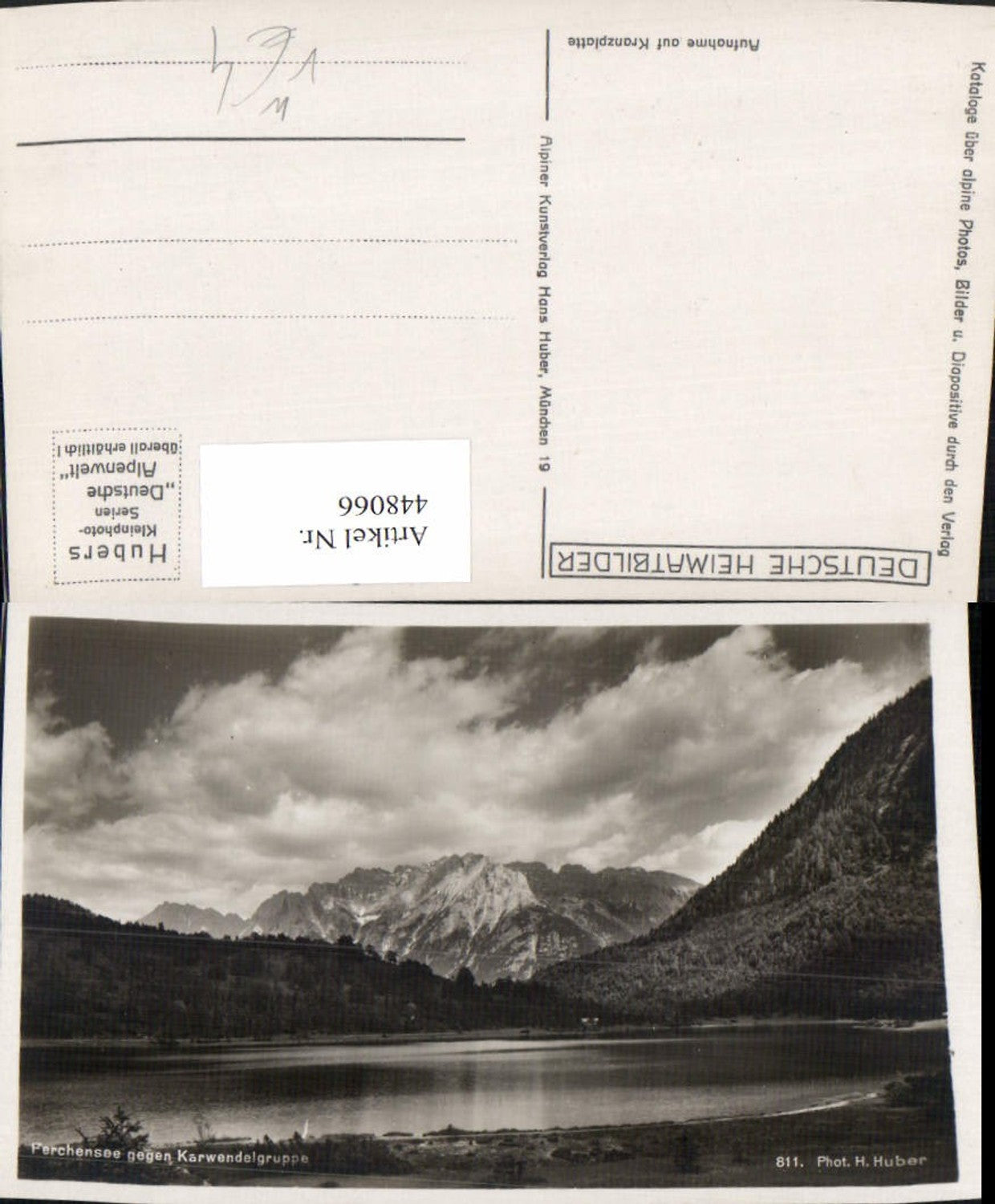448066,Ferchensee See b. Mittenwald geg. Karwendel Bergkulisse pub H. Huber 811