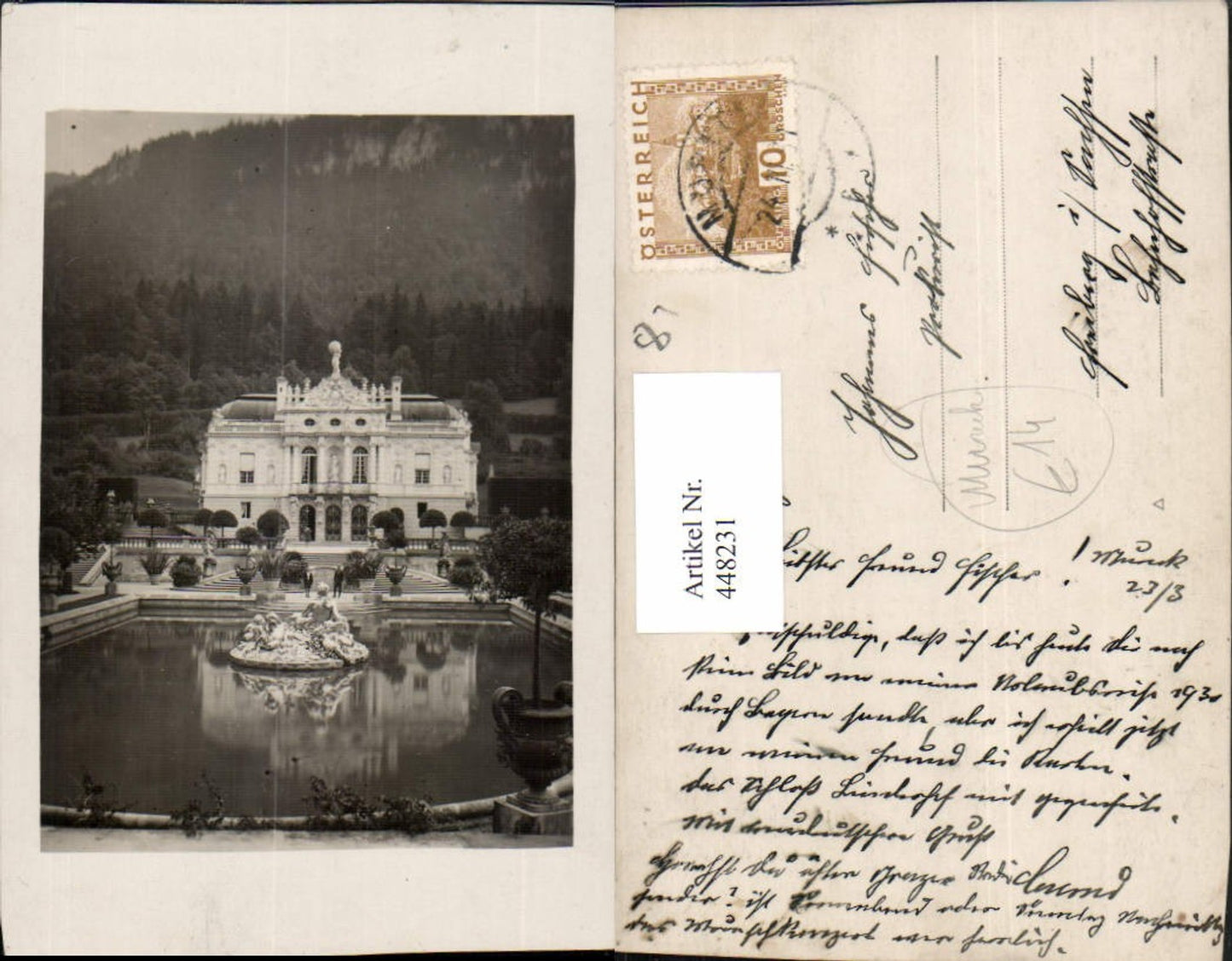 448231,Foto AK Schloss Linderhof b. Ettal