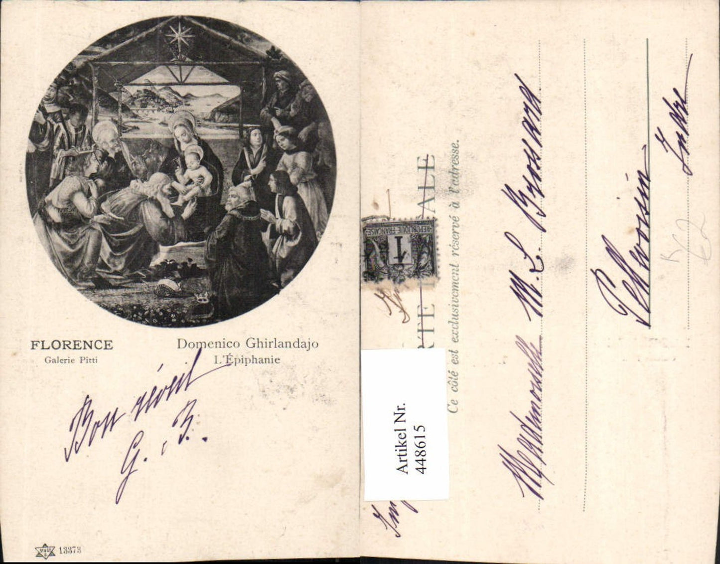 448615,Künstler AK Florence Domenico Ghirlandajo L'Epiphanie Maria m. Jesus Religion