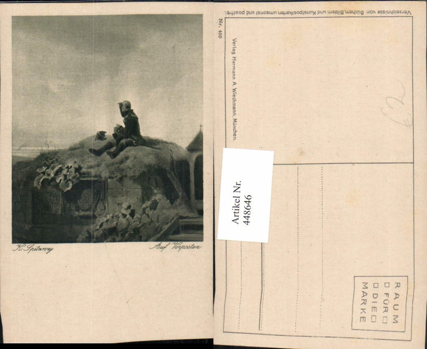 448646, Artist AK K. Spitzweg On Outpost Man Uniform