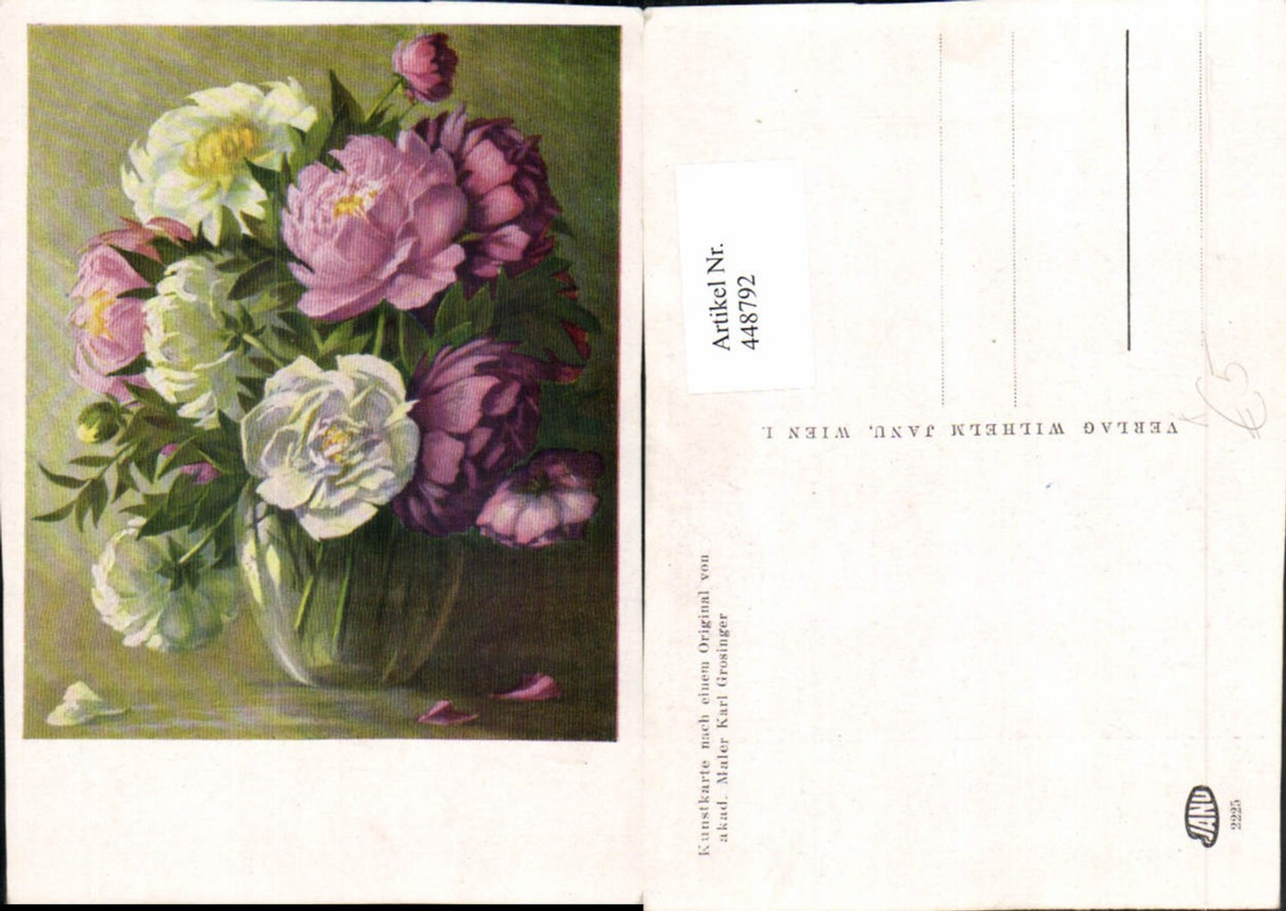 448792,Künstler AK Karl Grosinger Blumenstrauß Blumen Vase