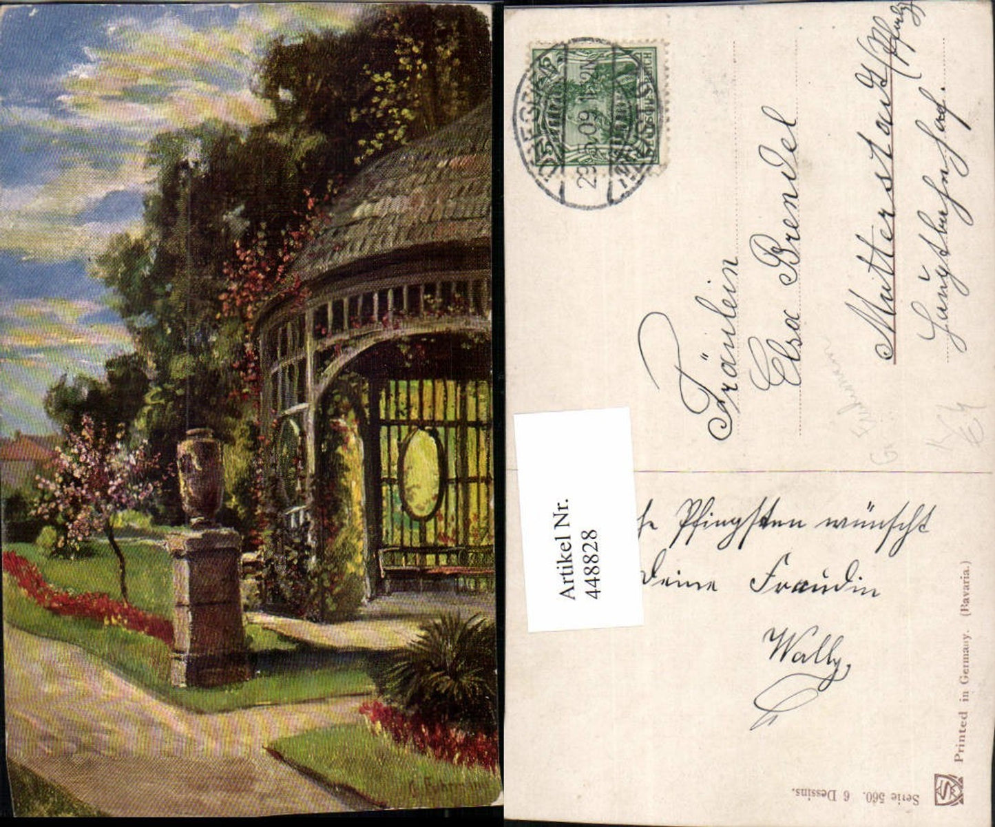 448828,Künstler AK G. Fuhrmann Park Garten Pavillon