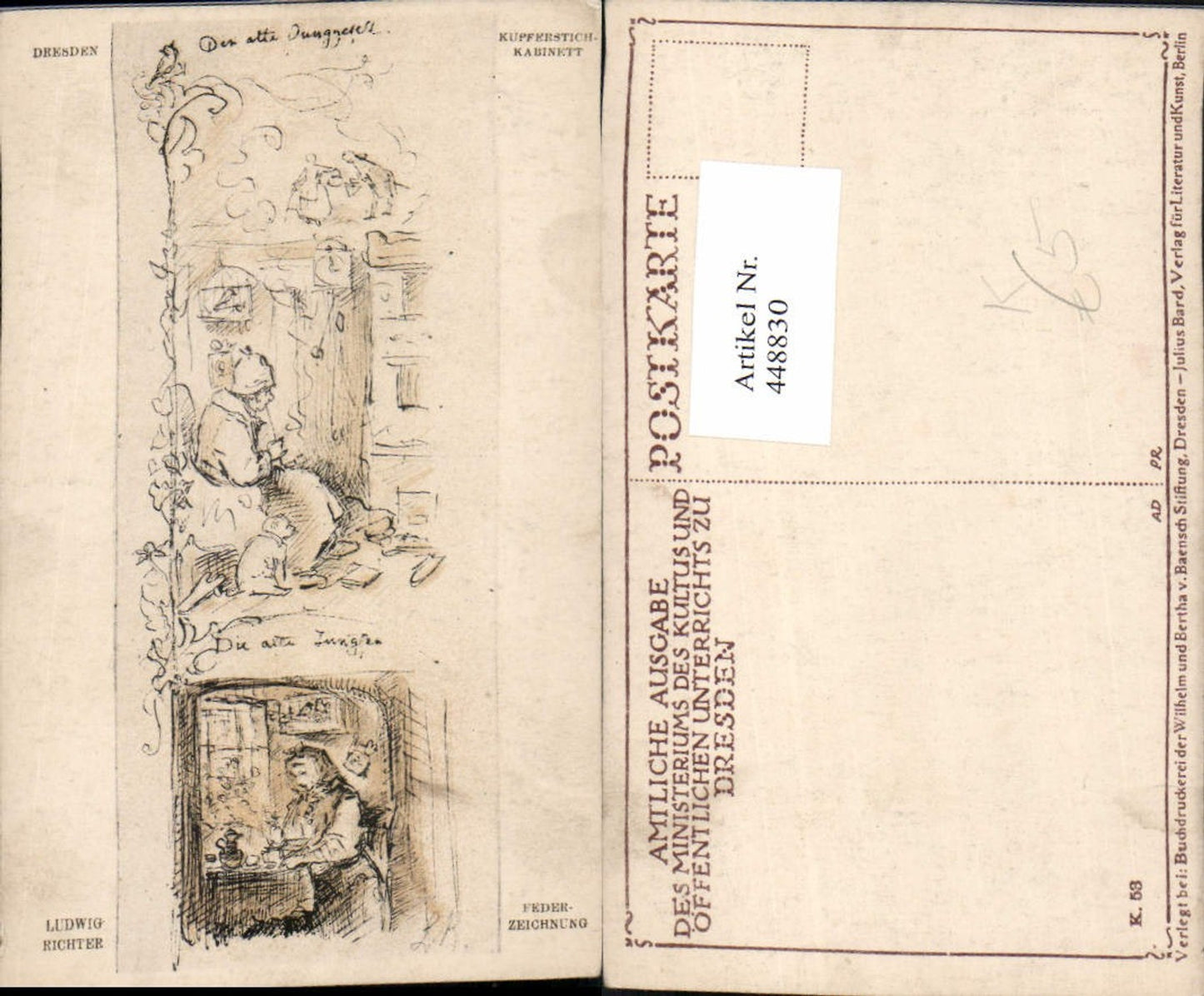448830,Künstler AK Ludwig Richter Der alte Junggeselle Pfeife Hund