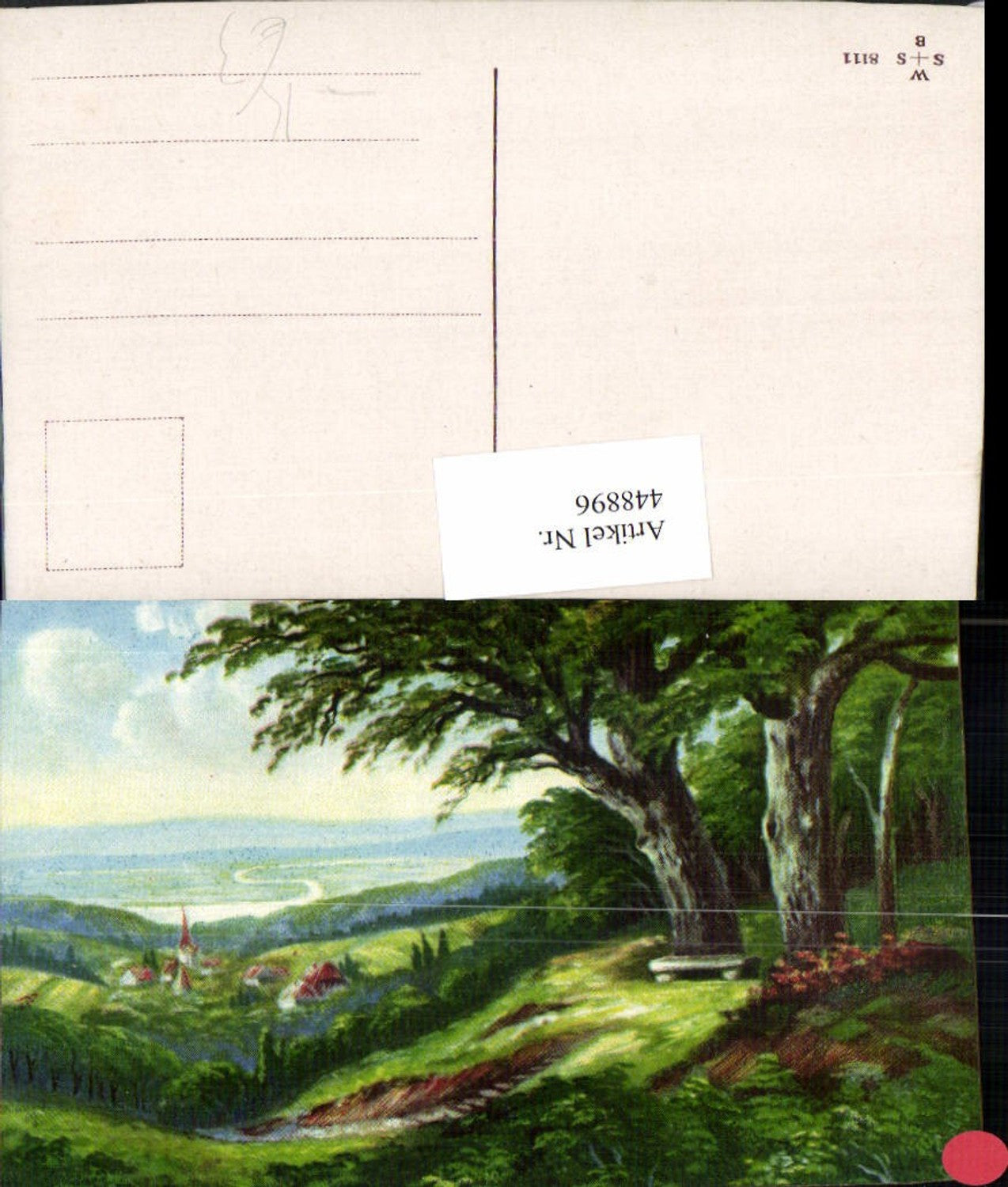 448896,Künstler AK G. Fiebiger Landschaft Aussicht Dorf