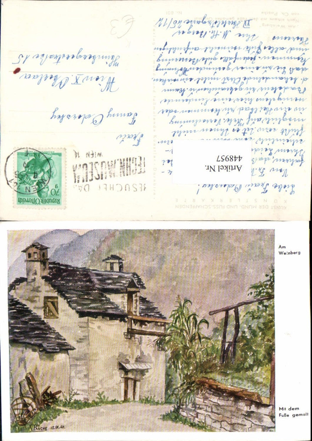 448957,Künstler AK Ch. Pasche Am Weinberg Haus Straßenpartie