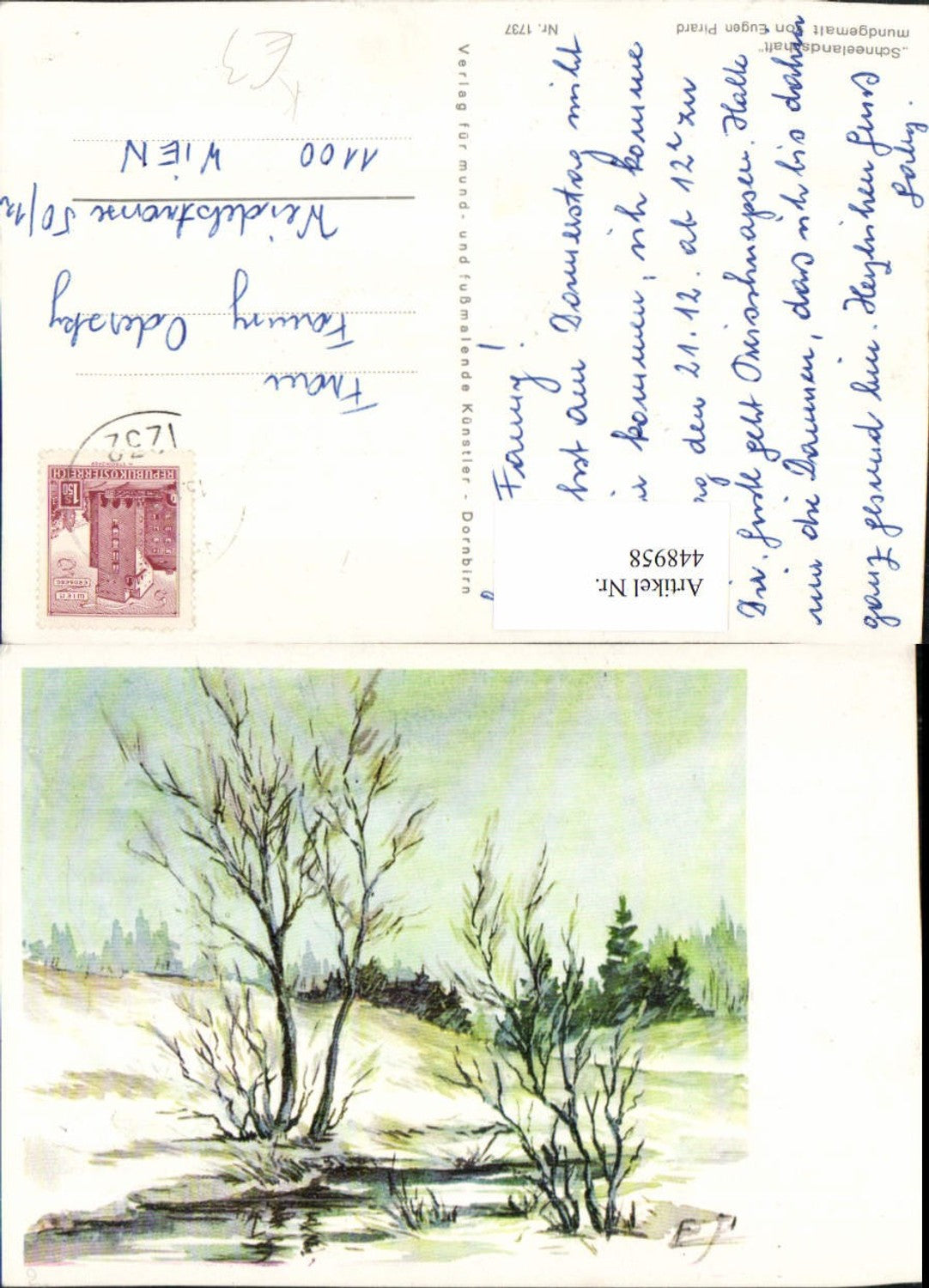 448958,Künstler AK Eugen Pirard Schneelandschaft Winterlandschaft