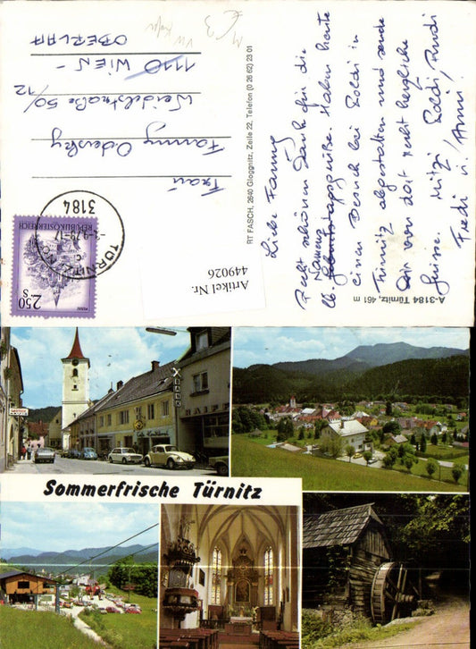 449026,Türnitz Totale Bank Sessellift Wassermühle VW-Käfer Mehrbildkarte