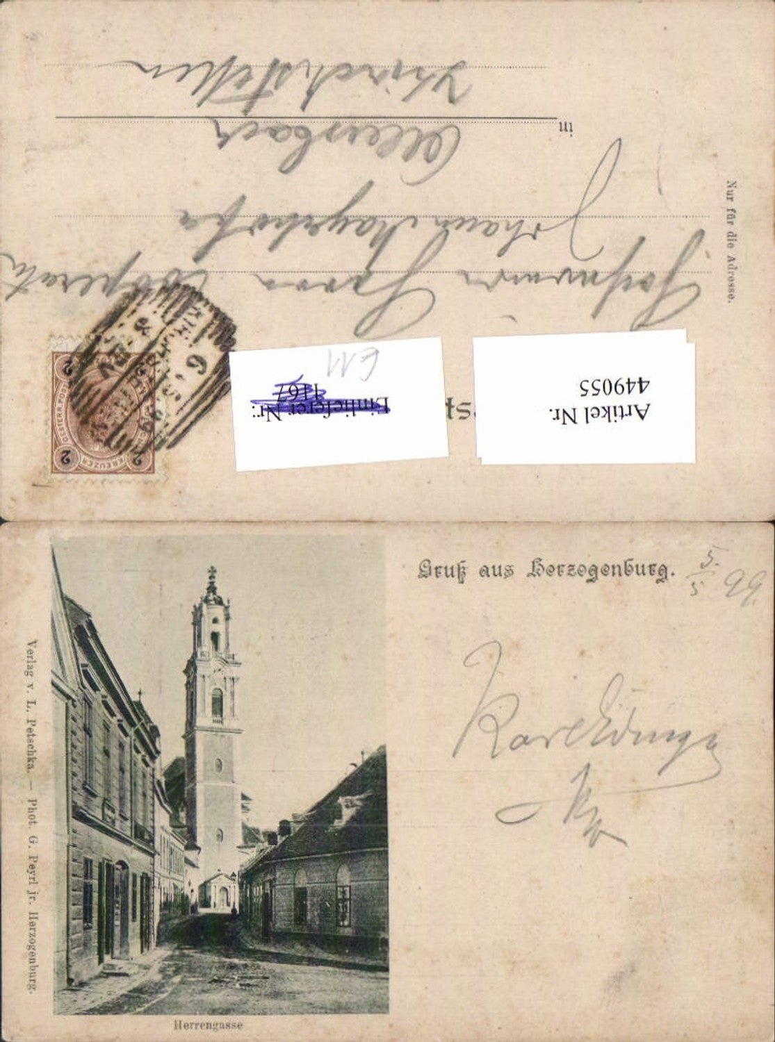 449055,Gruß aus Herzogenburg Herrengasse Straßenansicht Kirche