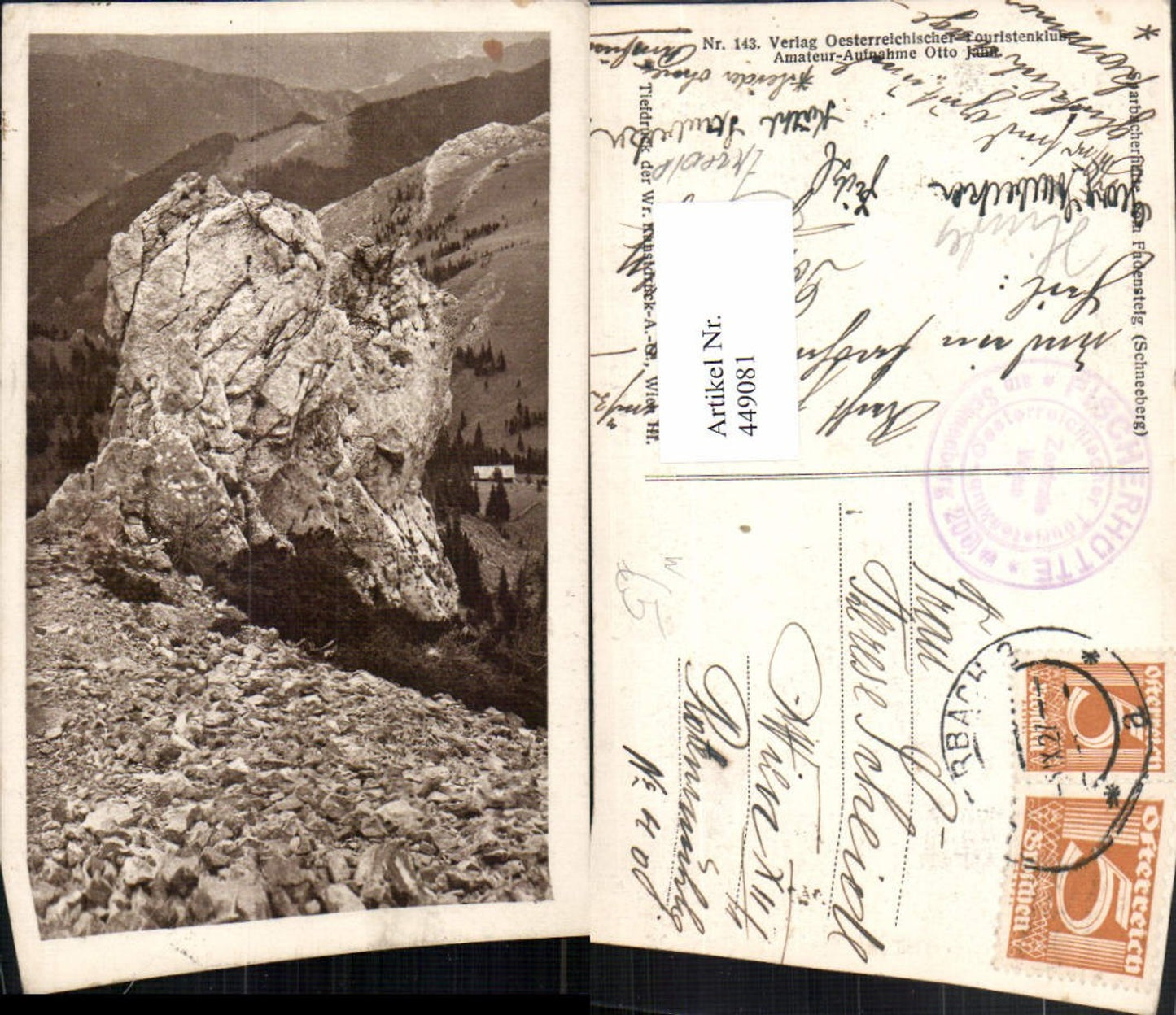 449081,Sparbacherhütte am Fadensteig b. Puchberg Felsen