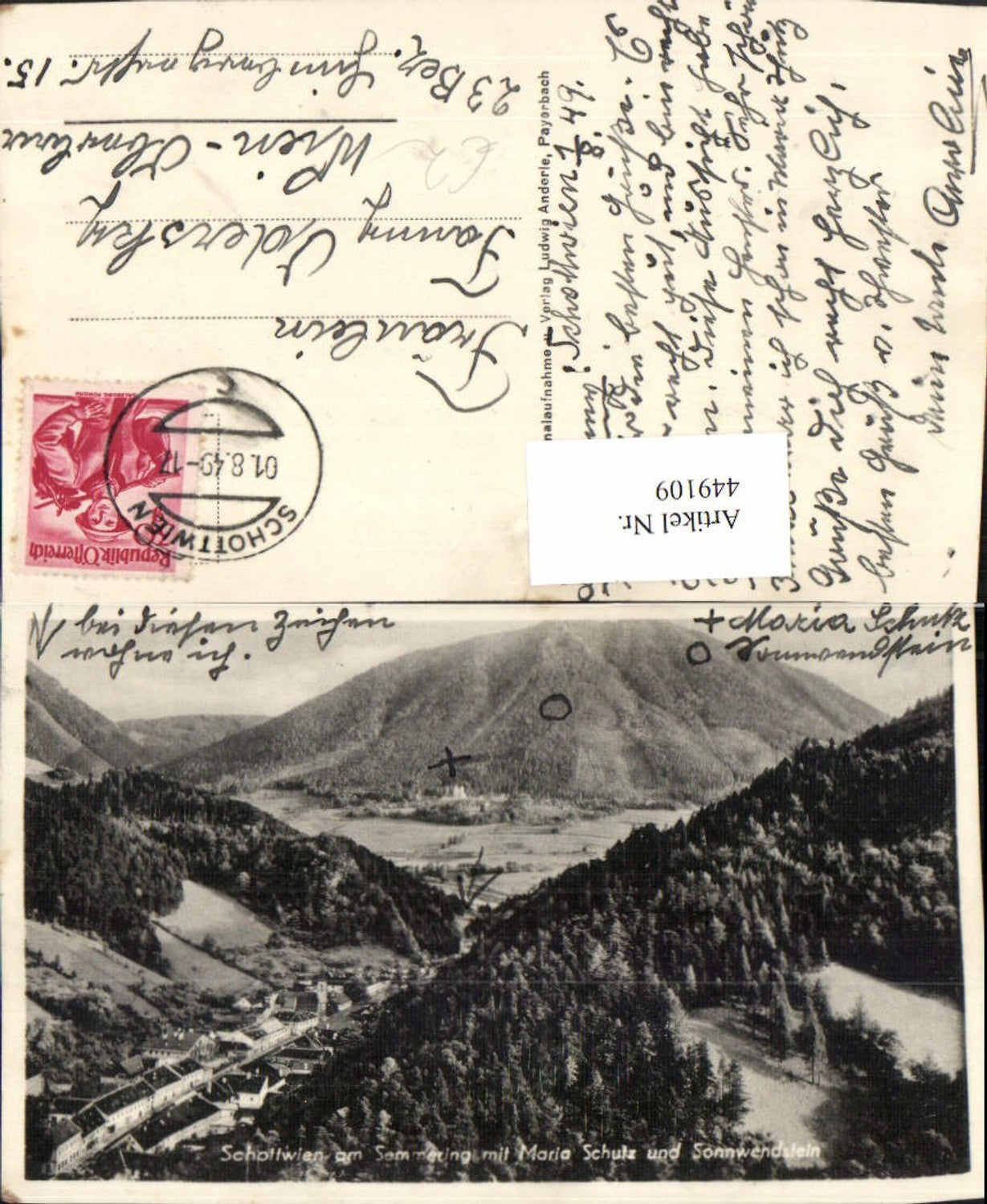 449109,Schottwien am Semmering Totale m. Maria Schutz u. Sonnwendstein