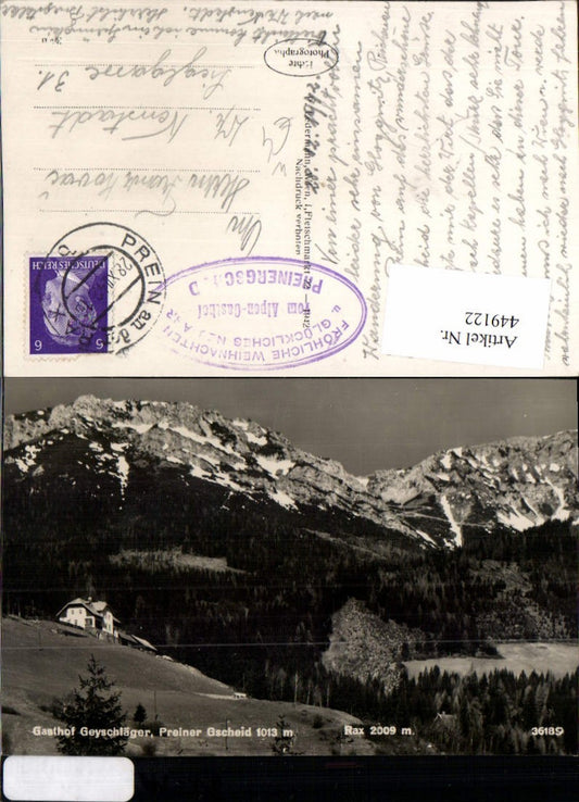 449122,Preiner Gscheid b. Prein Gasthof Geyschläger m. Rax Bergkulisse