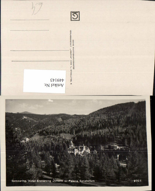 449143,Semmering Hotel Erzherzog Johann u. Palace Sanatorium