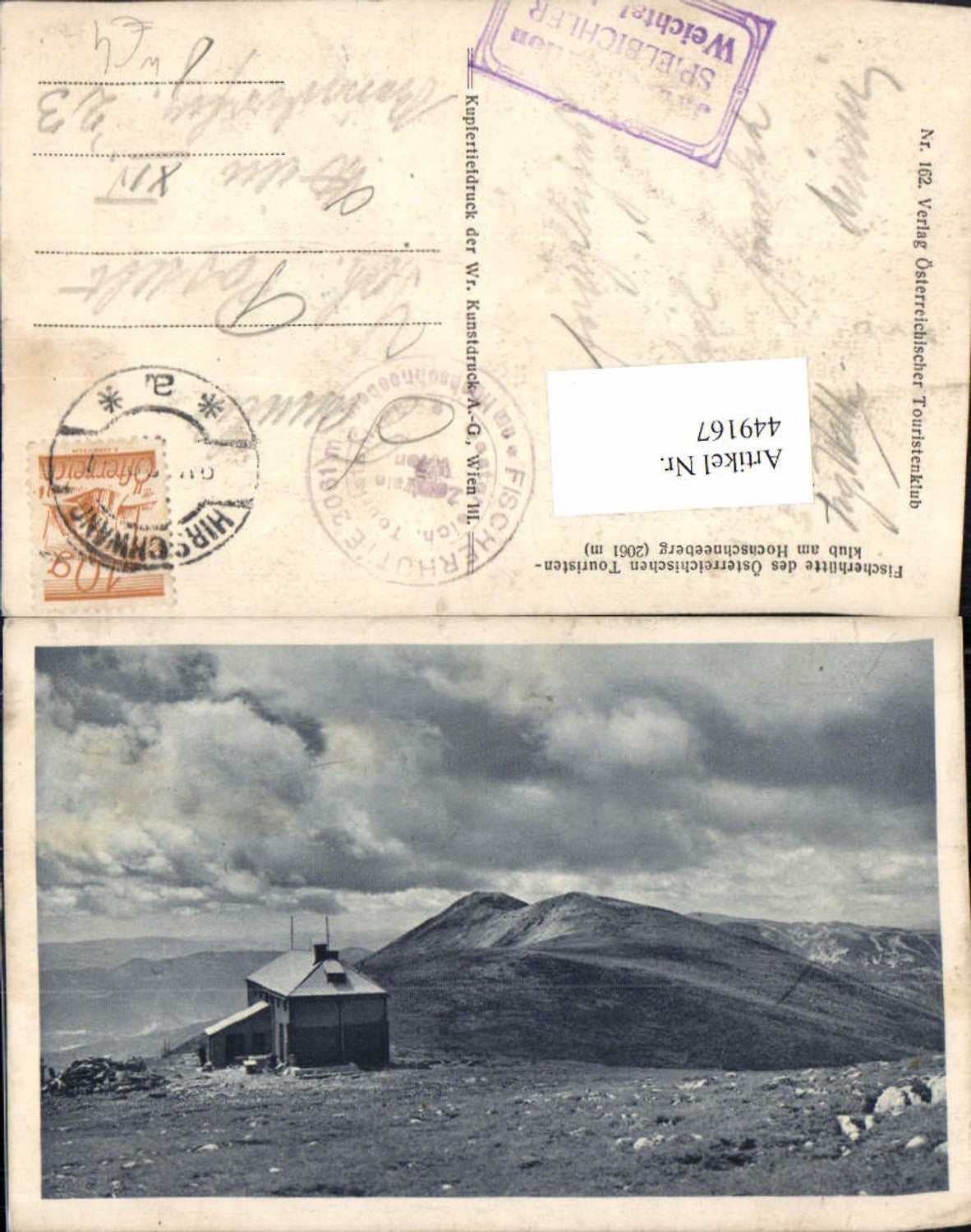 449167,Fischerhütte Berghütte am Hochschneeberg b. Puchberg