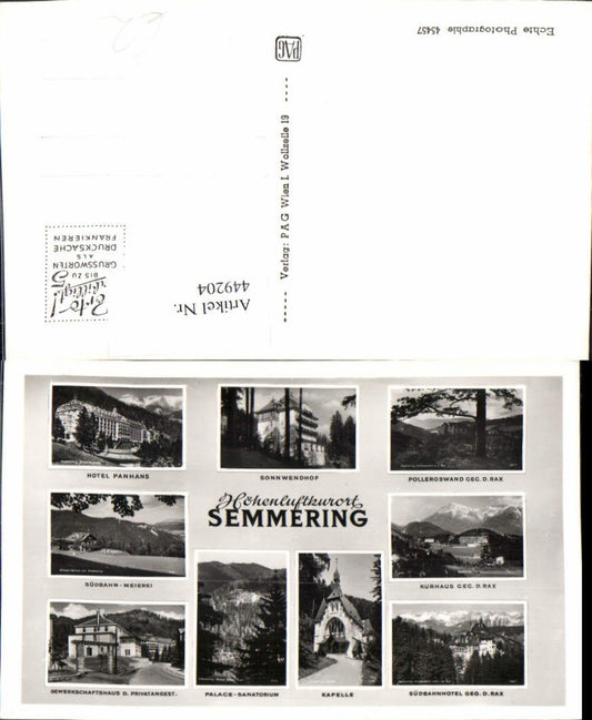 449204,Semmering Kirche Sonnwendhof Hotel Panhans Kurhaus Mehrbildkarte