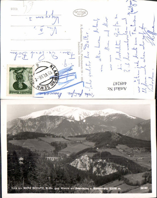449247,Blick von Maria Schutz geg. Klamm am Semmering Bergkulisse