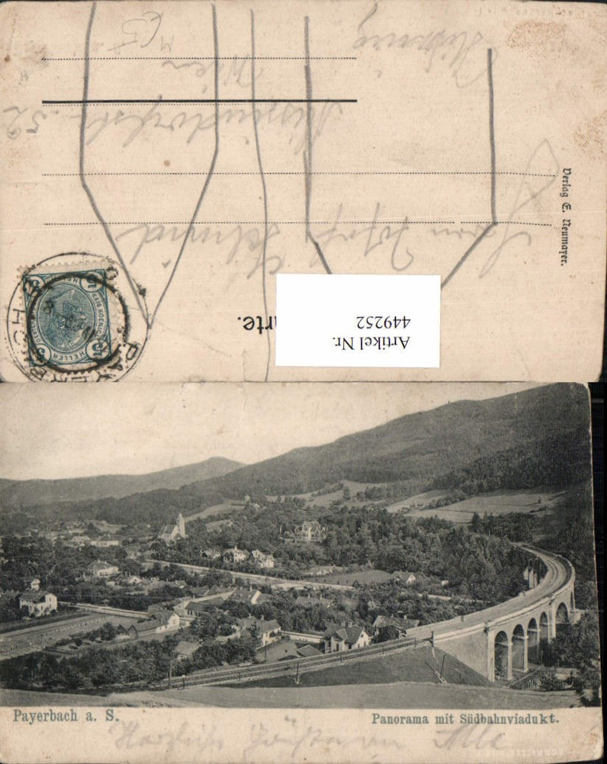 449252,Payerbach Totale Panorama m. Südbahnviadukt Viadukt