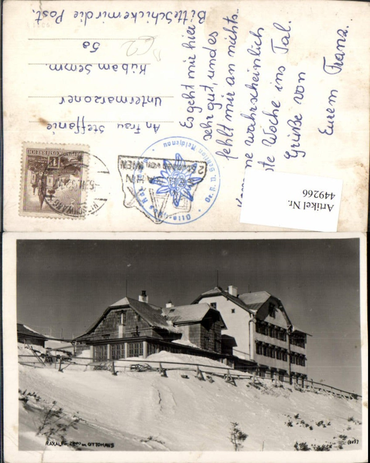 449266,Raxalpe Ottohaus Berghütte b. Reichenau Winterbild