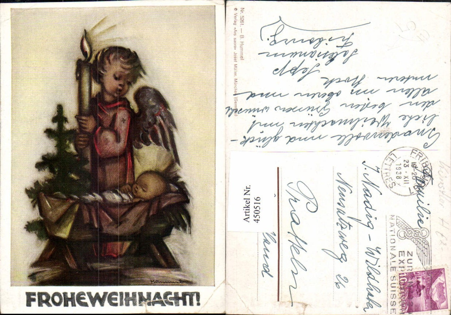 450516,Künstler AK Berta Hummel Weihnachten Jesuskind Engel Kerze