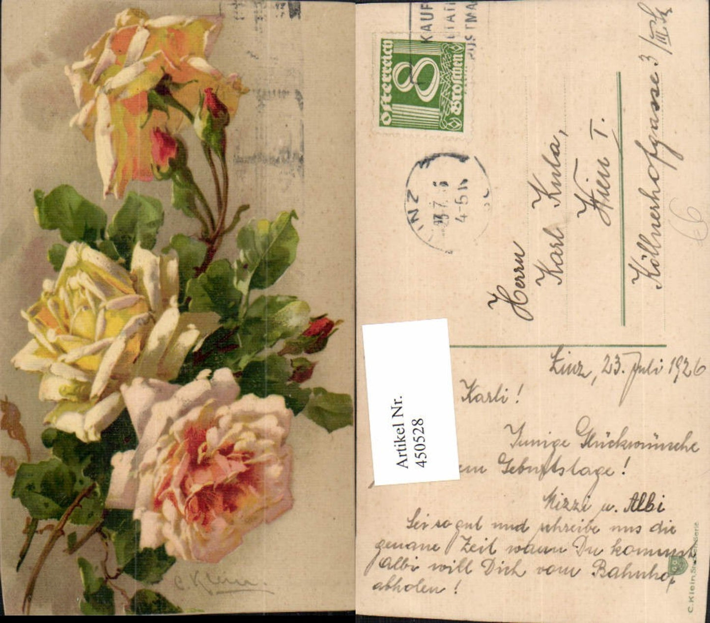 450528,Künstler AK Catharina Klein Gelbe Rosen Knospen