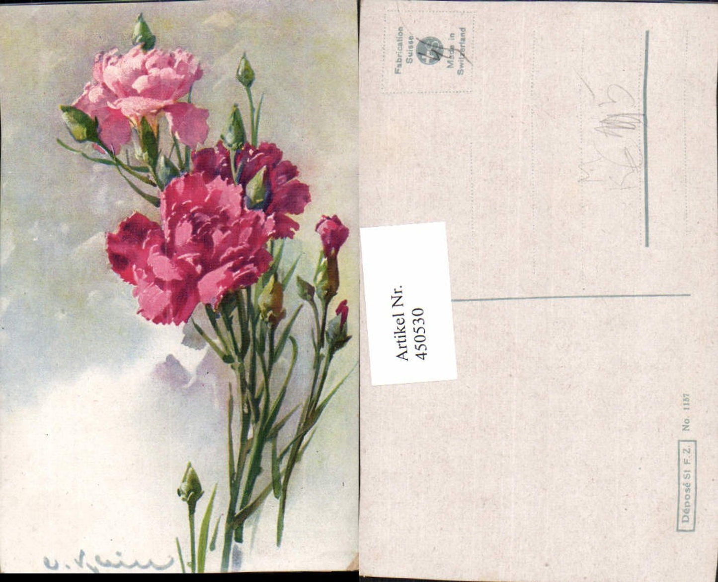 450530,Künstler AK Catharina Klein Blumen Nelken