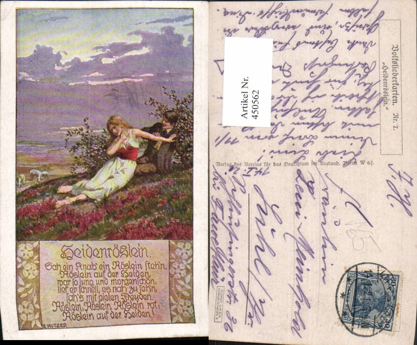 450562,Künstler AK Ernst Kutzer Volksliedkarte 7 Heidenröslein pub VDA