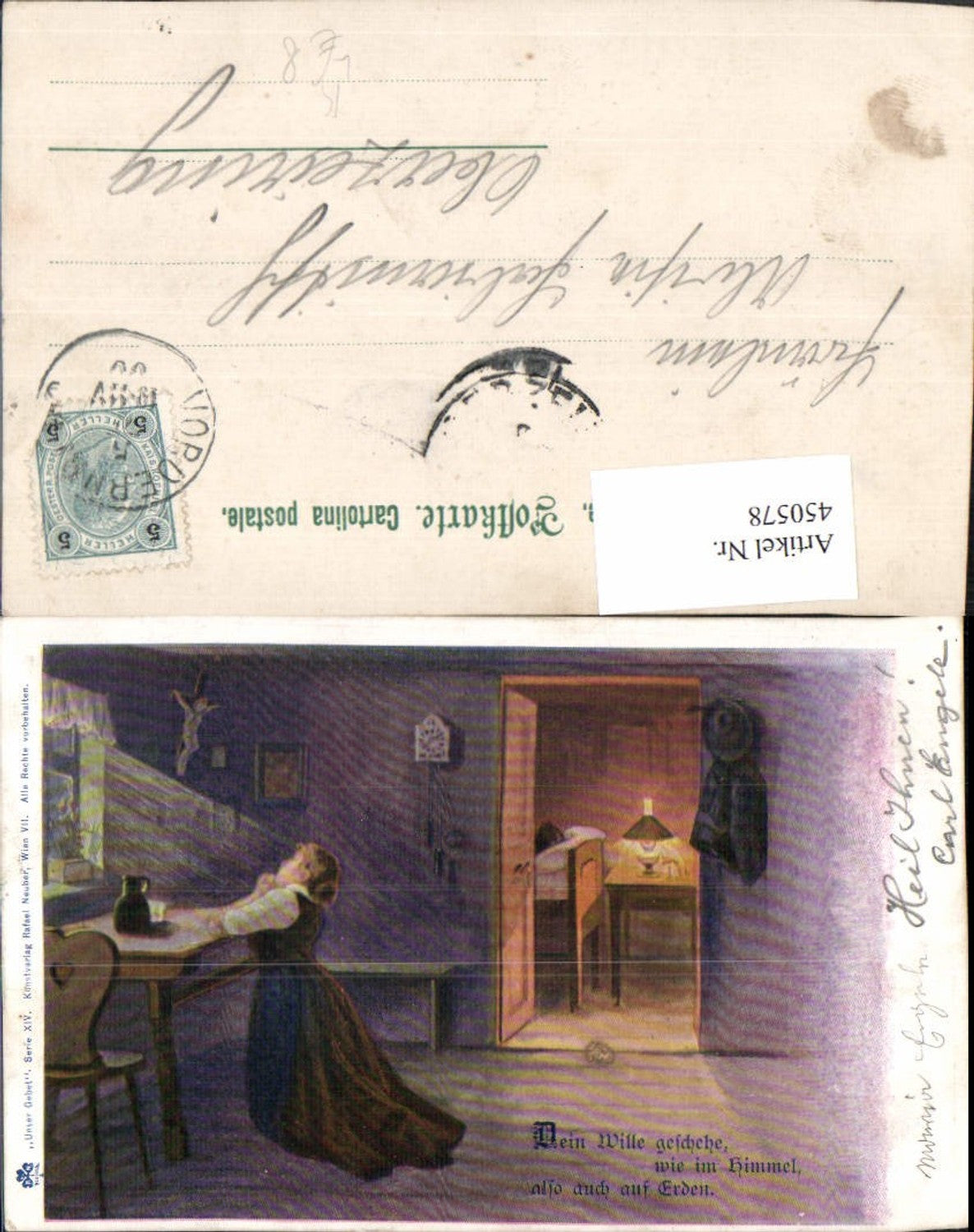 450578,Künstler Litho E. Döcker jun. Dein Wille geschehe wie im Himmel Gebet