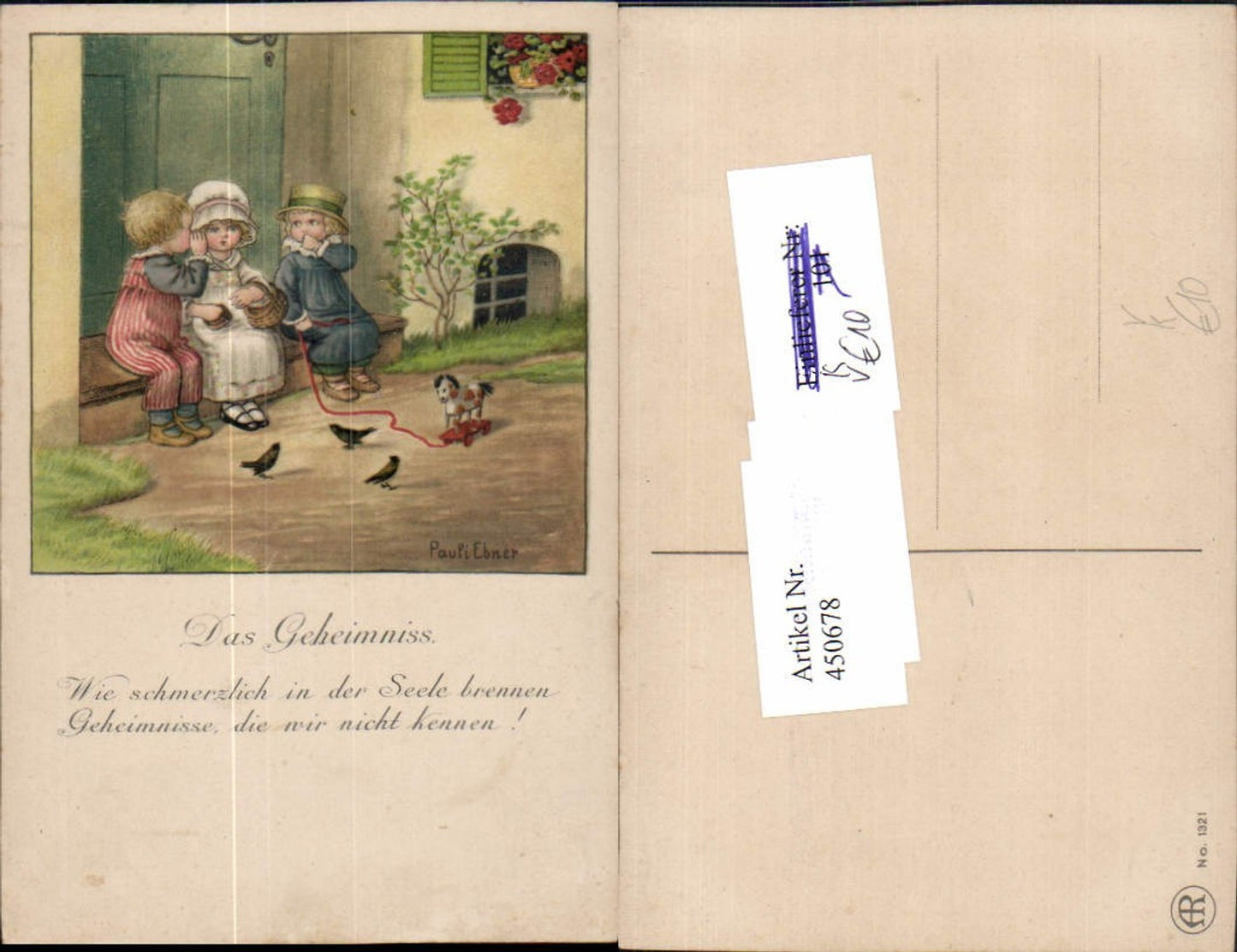 450678,Künstler AK Pauli Ebner Geheimnis Kinder flüstern pub August Rökl 1321
