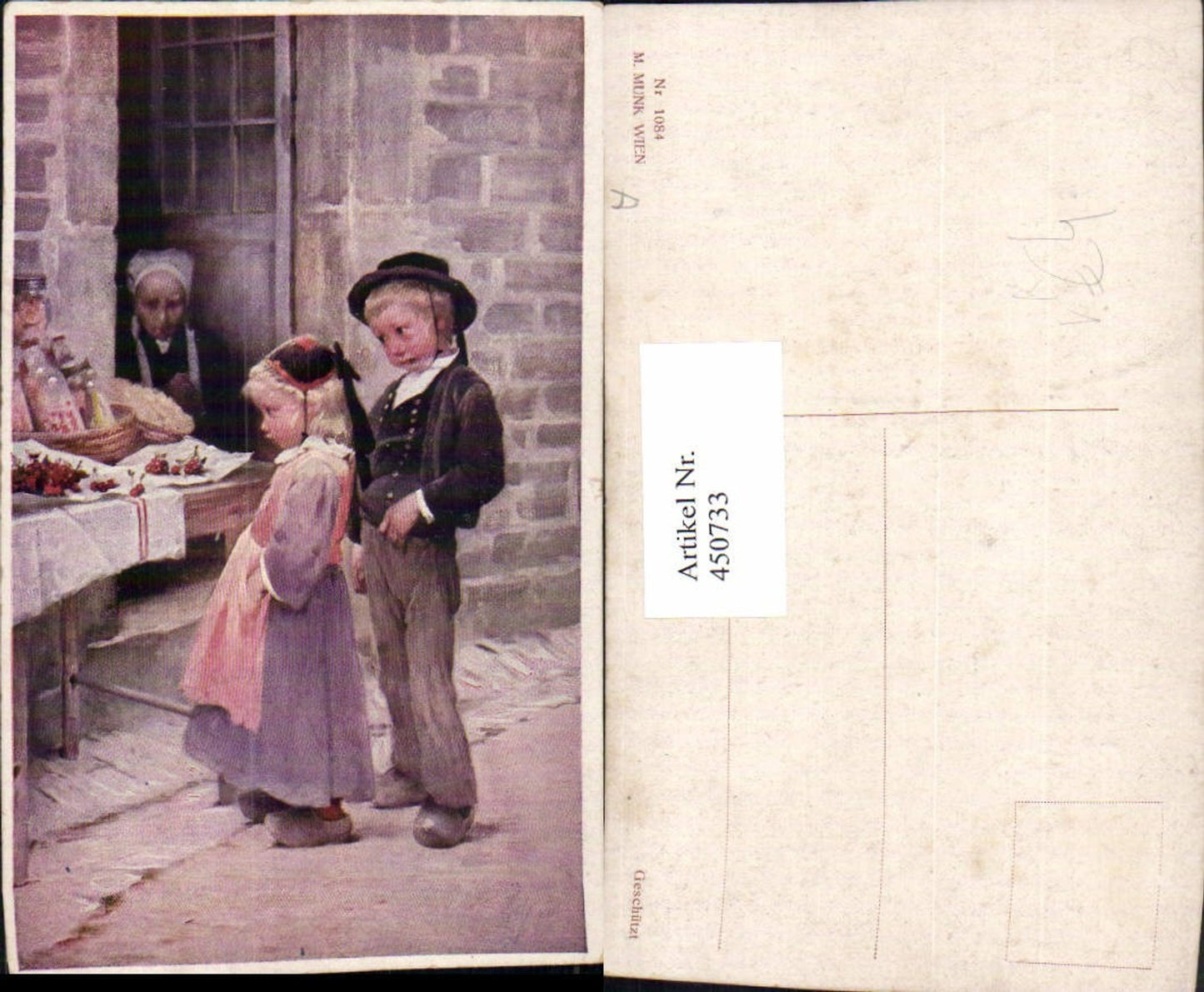 450733,M. Munk Vienne 1084 Künstlerkarte Kinder Pantoffeln