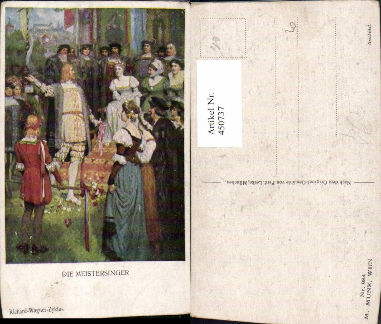 450737,M. Munk Vienne 984 Künstlerkarte Richard Wagner Meistersinger Personen