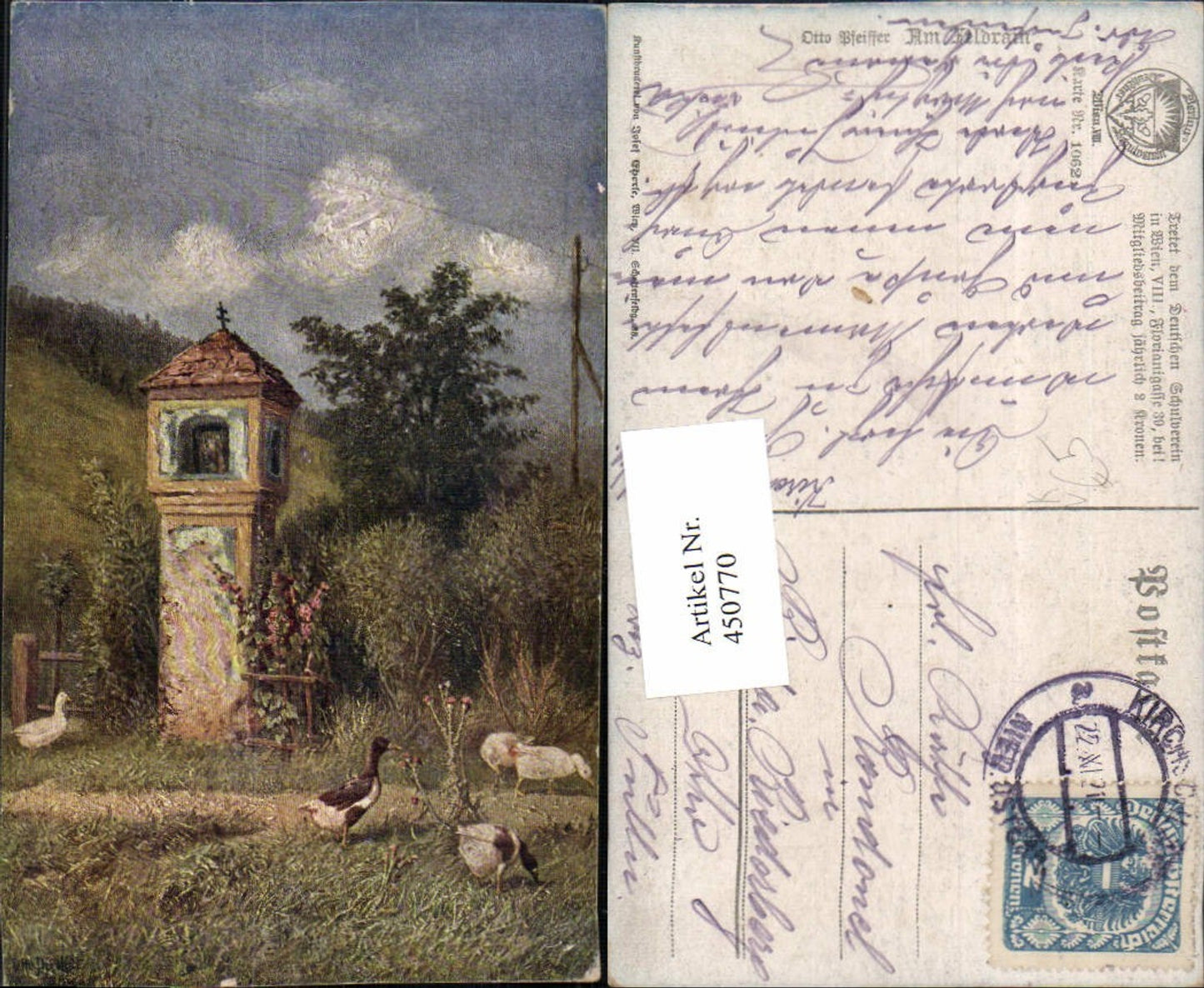 450770,Deutscher Schulverein 1062 Künstler Otto Pfeiffer Feldrain Enten Bildstock