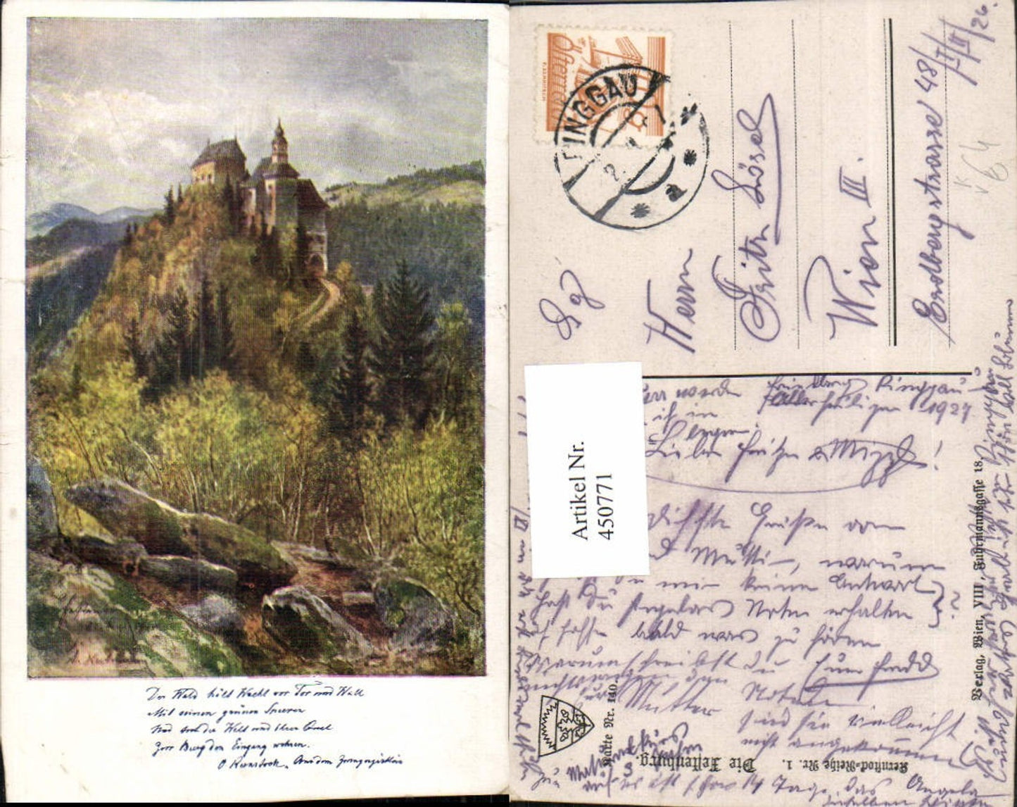 450771,Deutscher Schulverein 140 Künstler Kernstock Felsenburg
