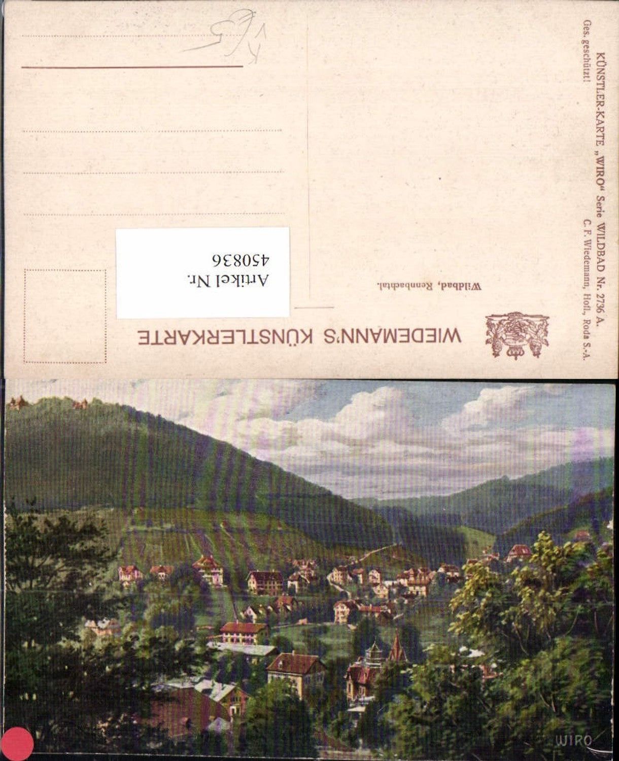 450836,Wiro AK 2736 A Künstlerkarte Wildbad Totale