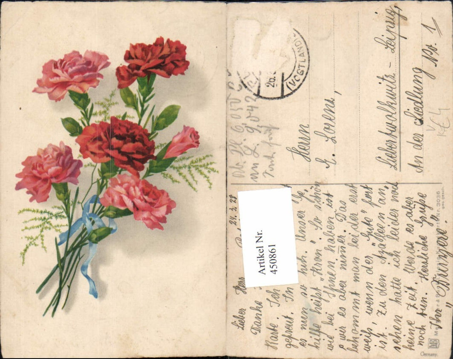 450861,Meissner & Buch 3036 Künstlerkarte Nelken Blumen