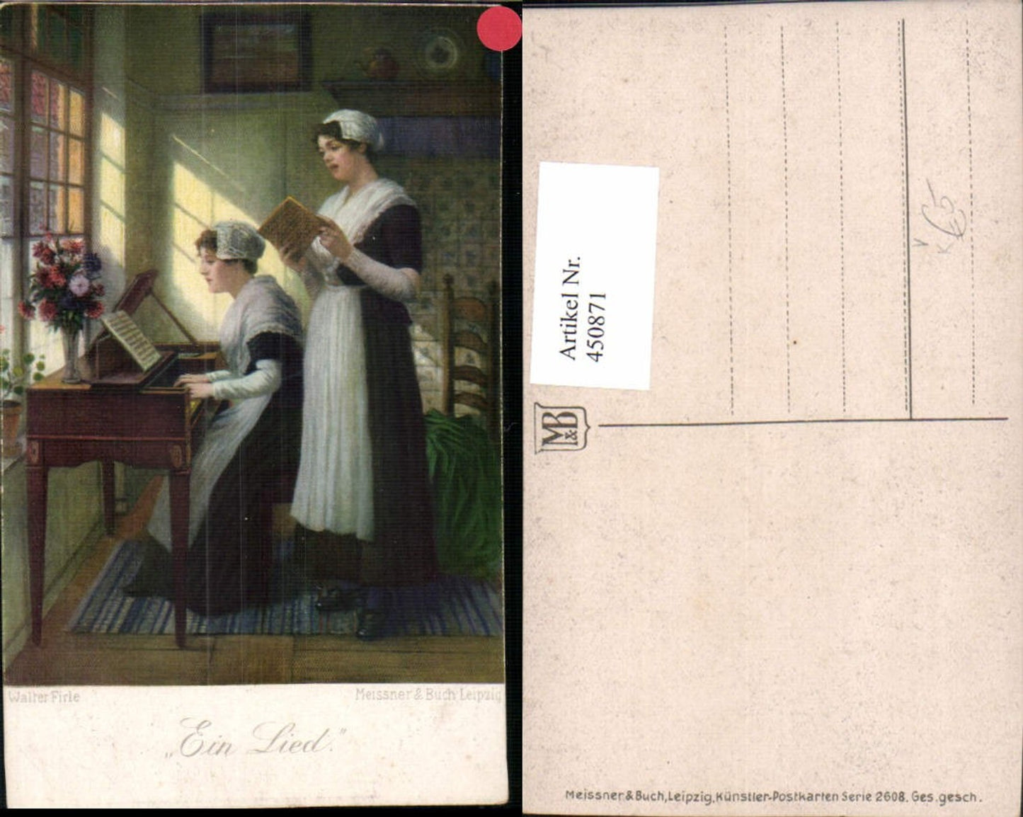 450871,Meissner & Buch 2608 Künstler Walter Firle ein Lied Frauen Klavier