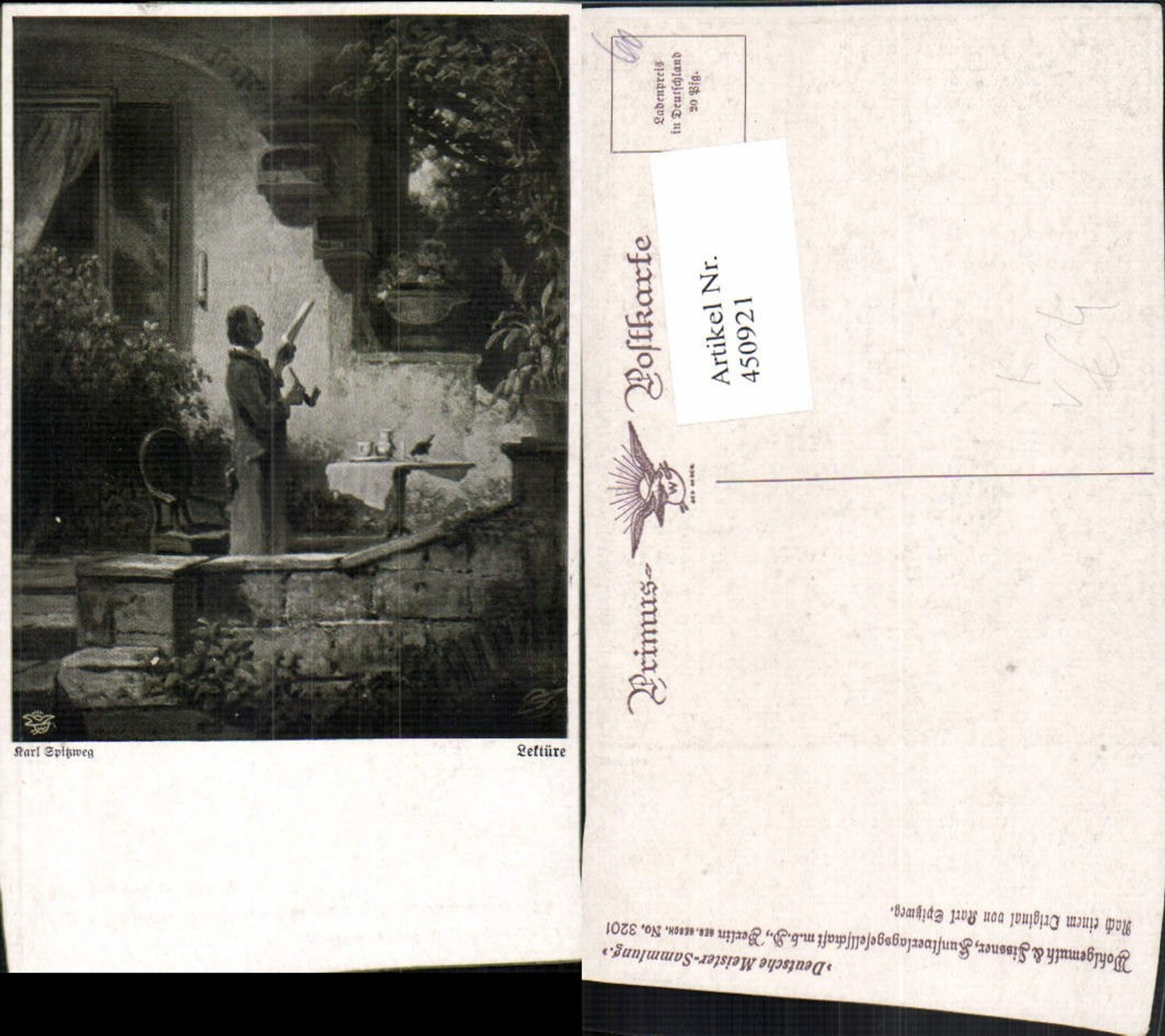 450921,Primus AK 3201 Künstler Karl Spitzweg Lektüre Mann Pfeife
