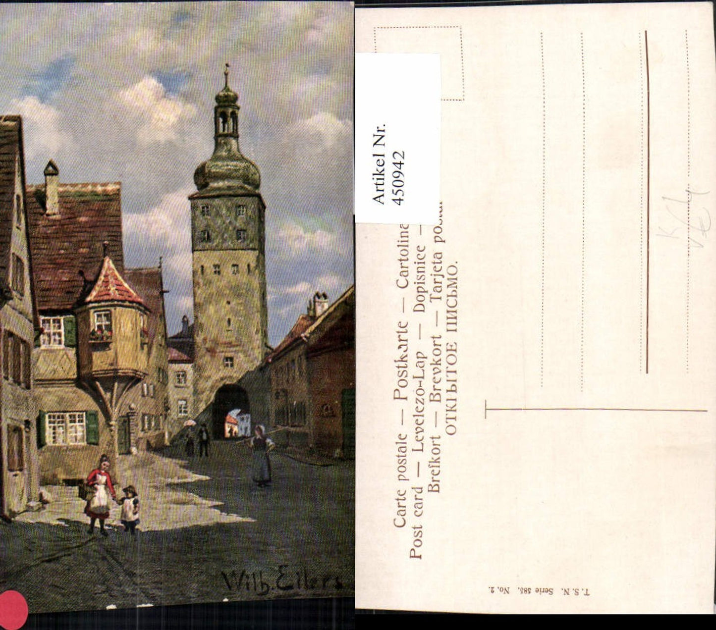 450942,Theo Stroefer 585/2 Künstler Wilhelm Eilers Stadt Erker Tor Turm