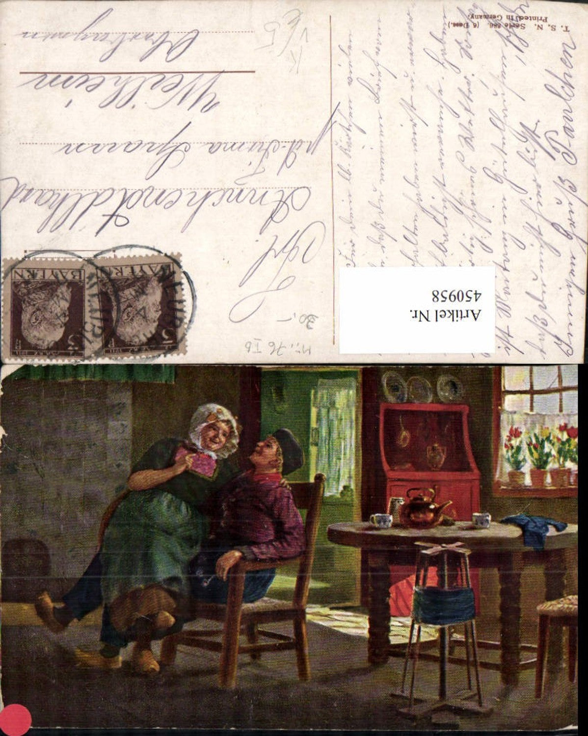 450958,Theo Stroefer 886 Künstlerkarte Holländer Liebe Paar Stuhl