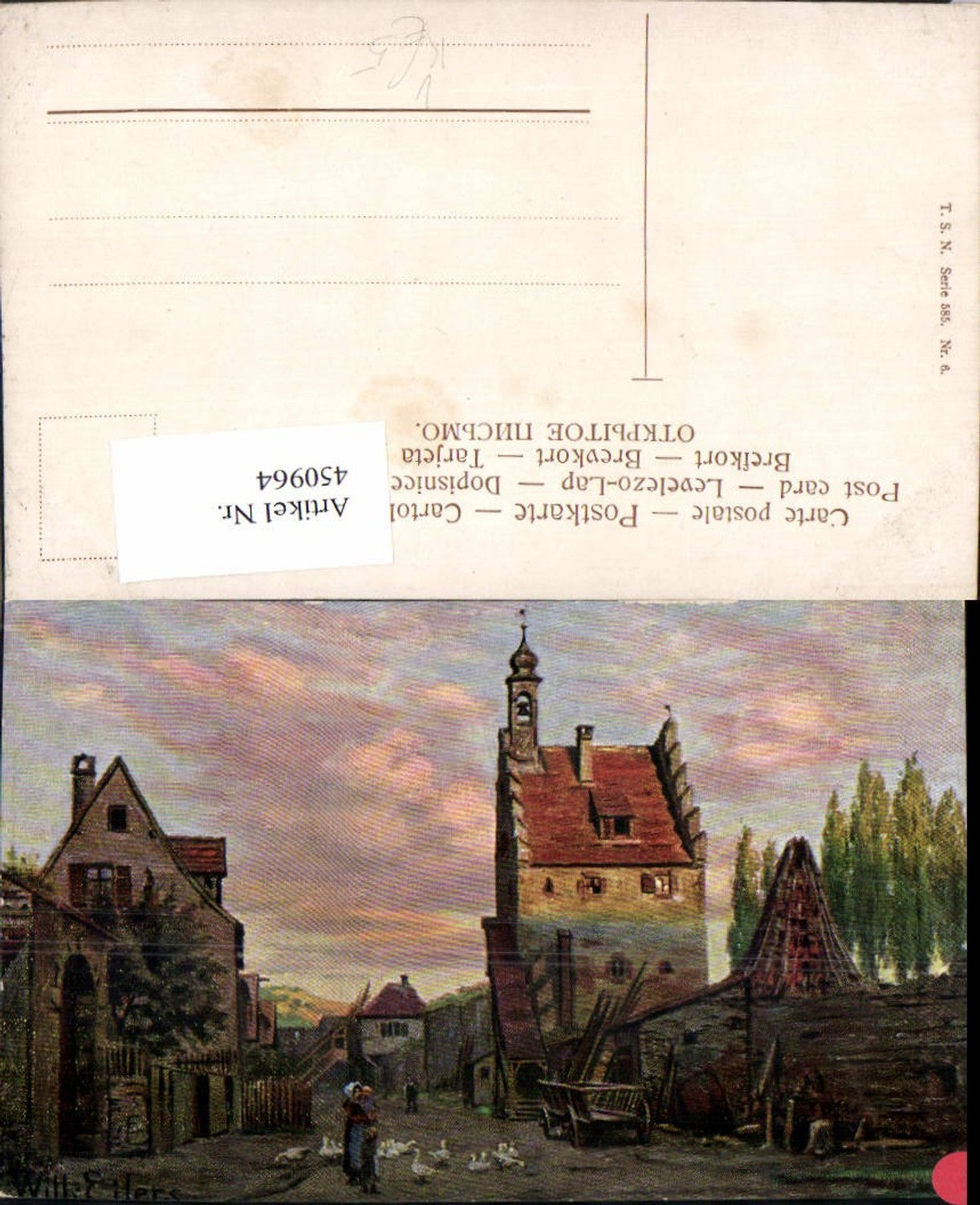 450964,Theo Stroefer 585/6 Künstler Wilhelm Eilers Straßenansicht Turm Gänse