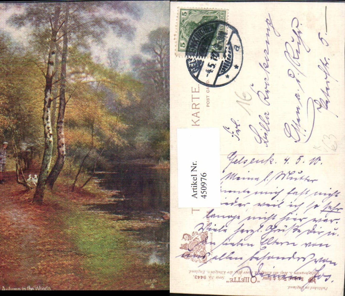 450976,Raphael Tuck & Sons 9443 Künstlerkarte Autumn in the Woods Herbst