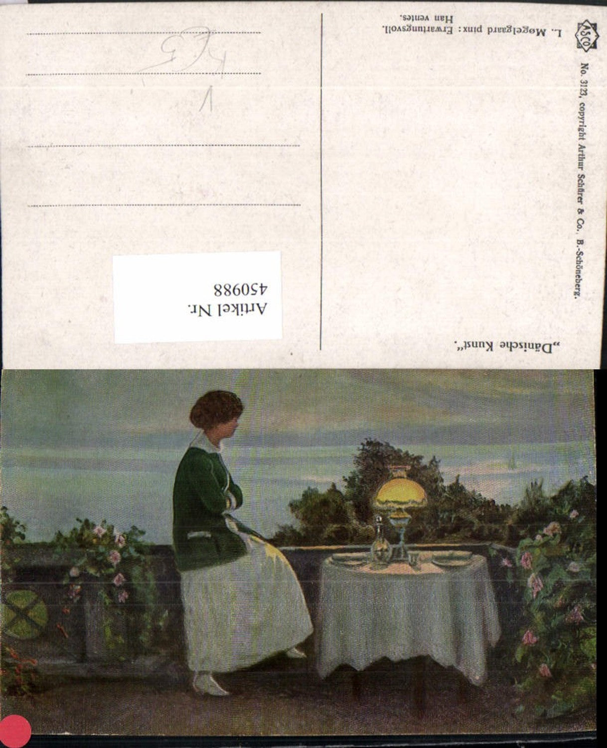 450988,Asco AK 3123 Künstler L. Mogelgaard Erwartungsvoll Frau Tischlampe