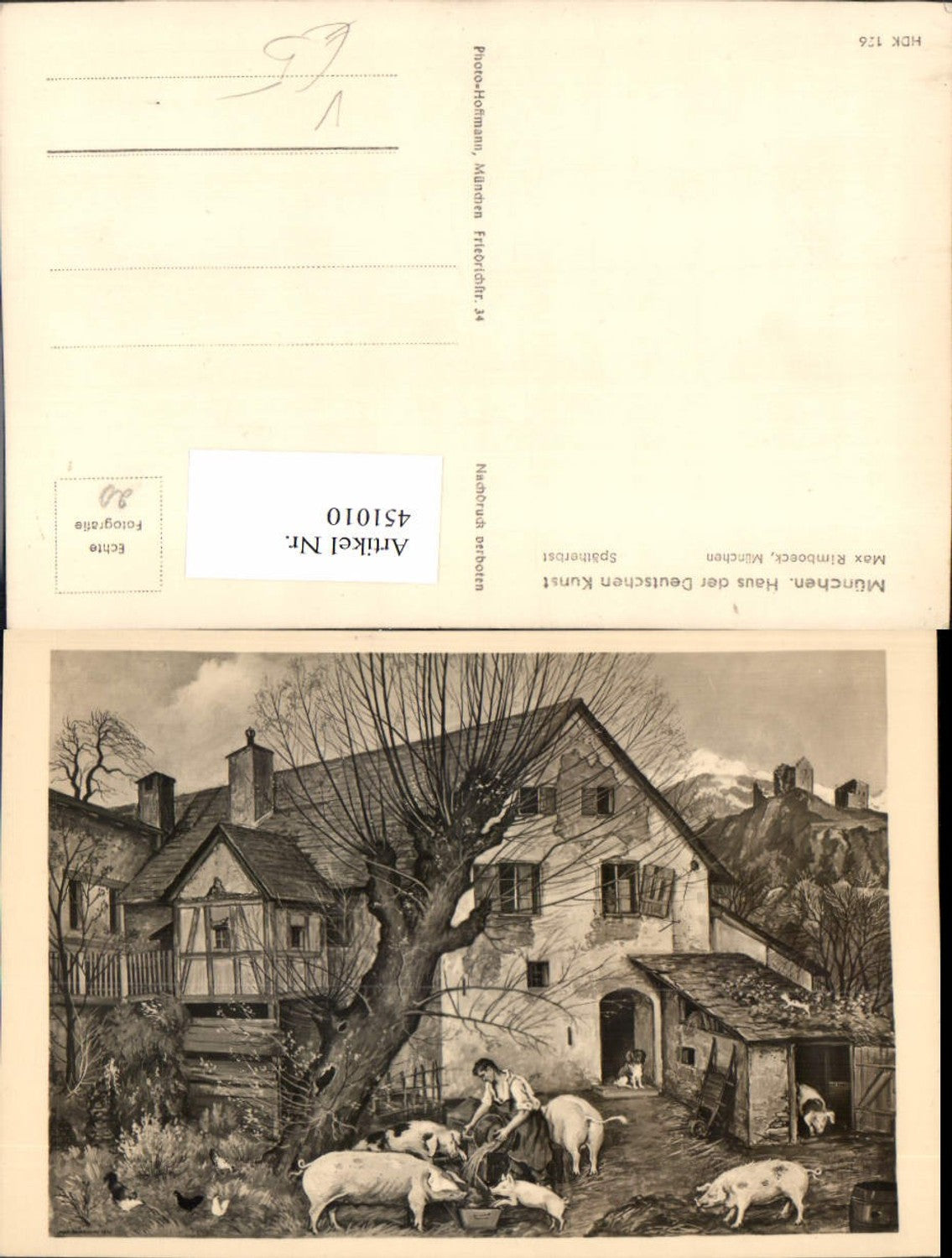451010,Haus d. Deutschen Kunst HDK 126 Künstler Max Rimboek Spätherbst Schweine