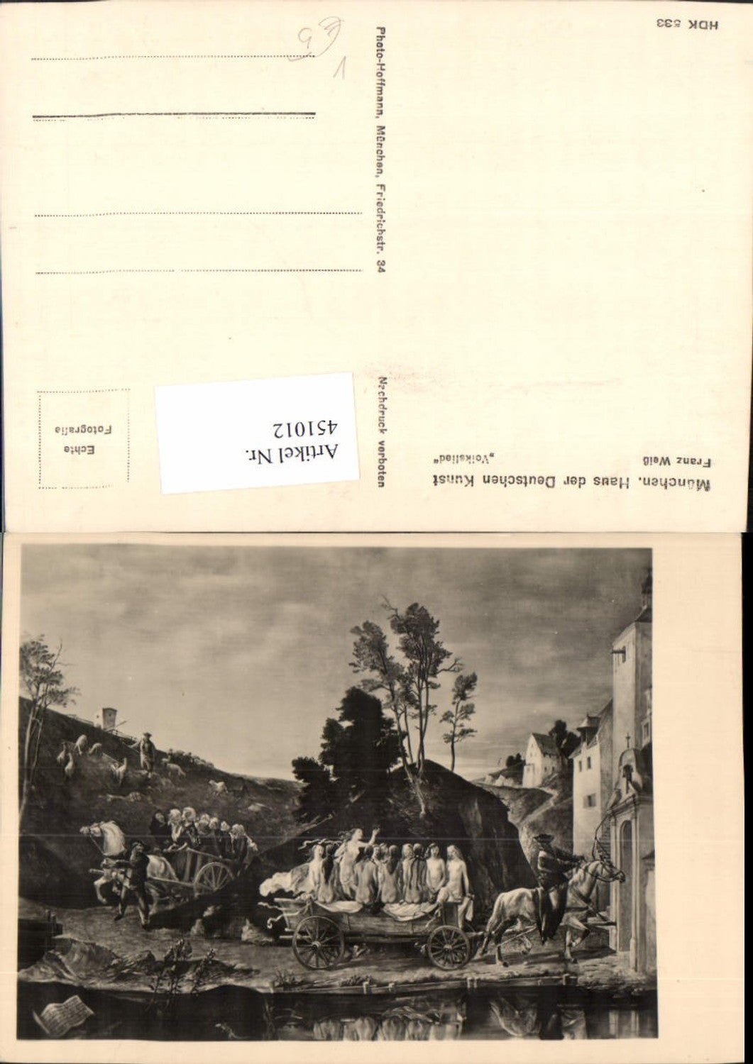 451012,Haus d. Deutschen Kunst HDK 533 Künstler Franz Weiß Volkslied Pferdewagen