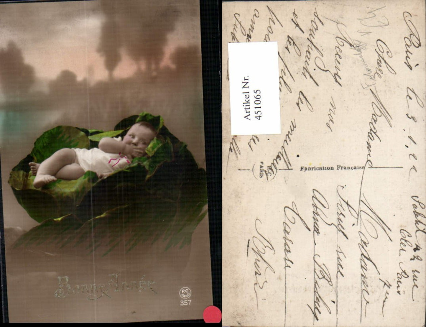 451065,P.C. Paris 357 Neujahr Fotomontage Baby Kind Blätter
