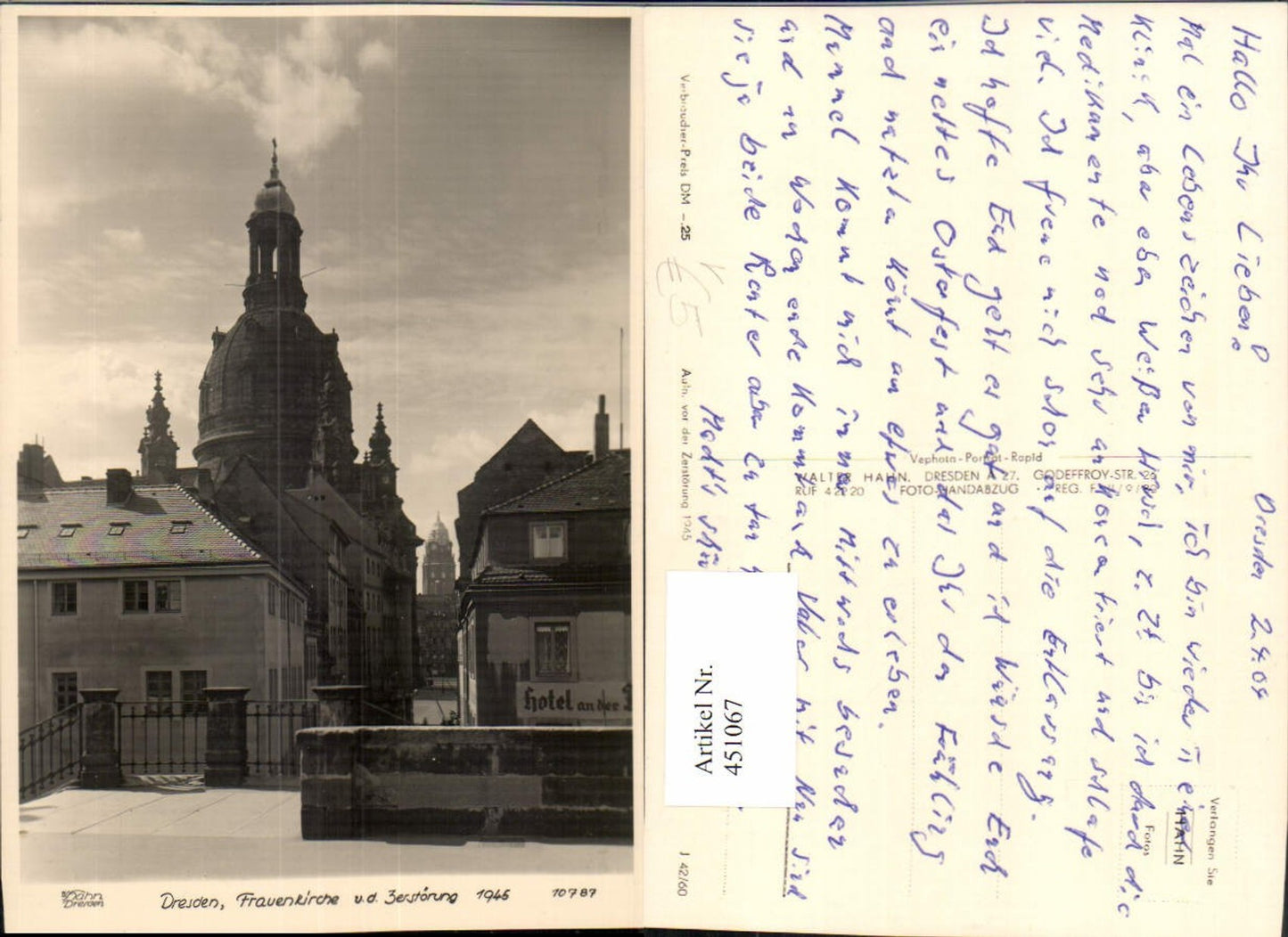 451067,Fotokunst Walter Hahn 10787 Dresden Frauenkirche Kirche vor d. Zerstörung