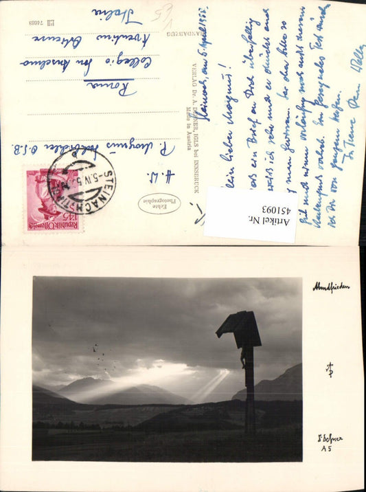 451093,Photographic Art Dr. Defner A5 Evening Peace Wayside Cross Mountain Scenery