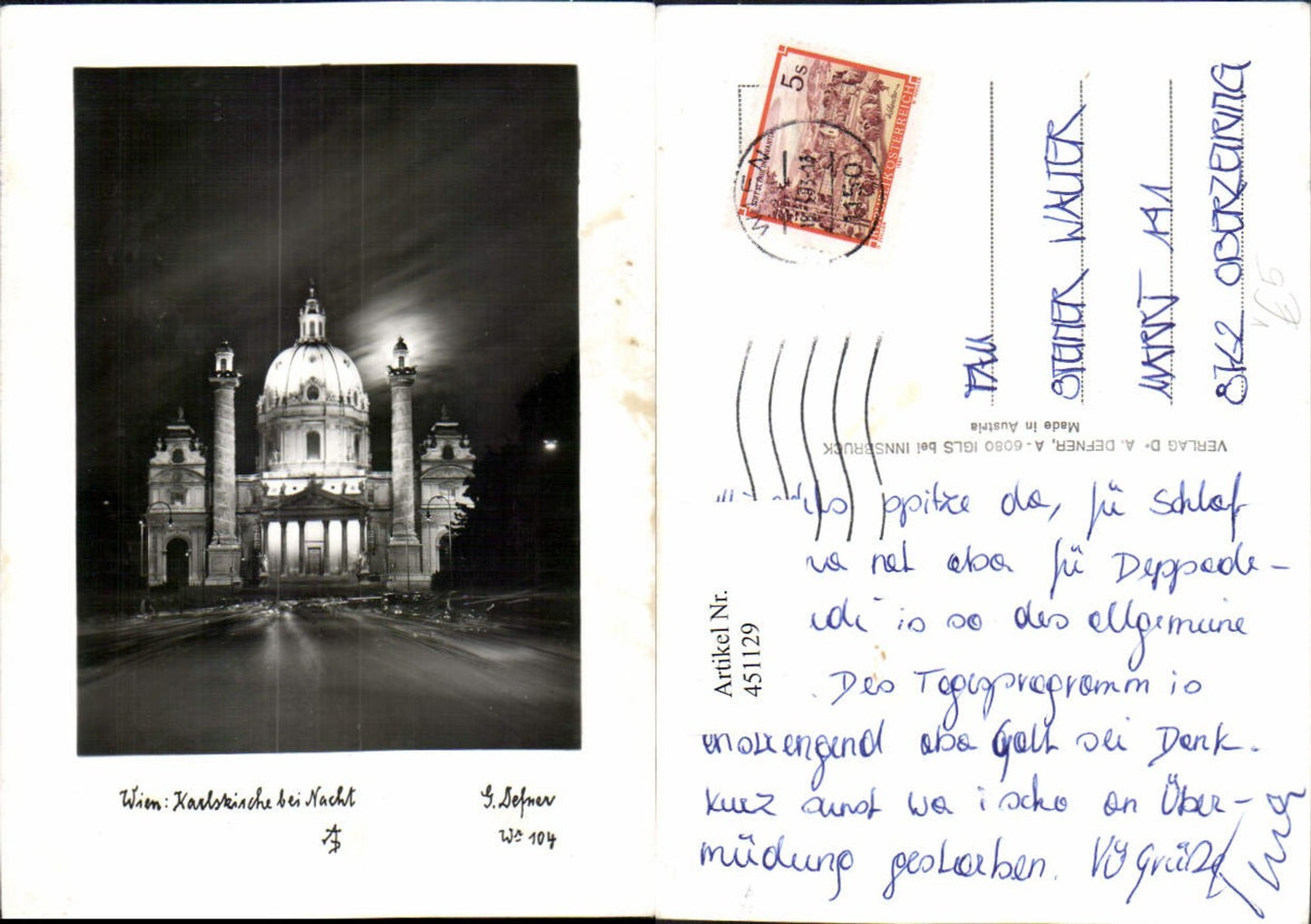 451129,Fotokunst Dr. Defner Wr104 Wien Karlskirche Kirche b. Nacht